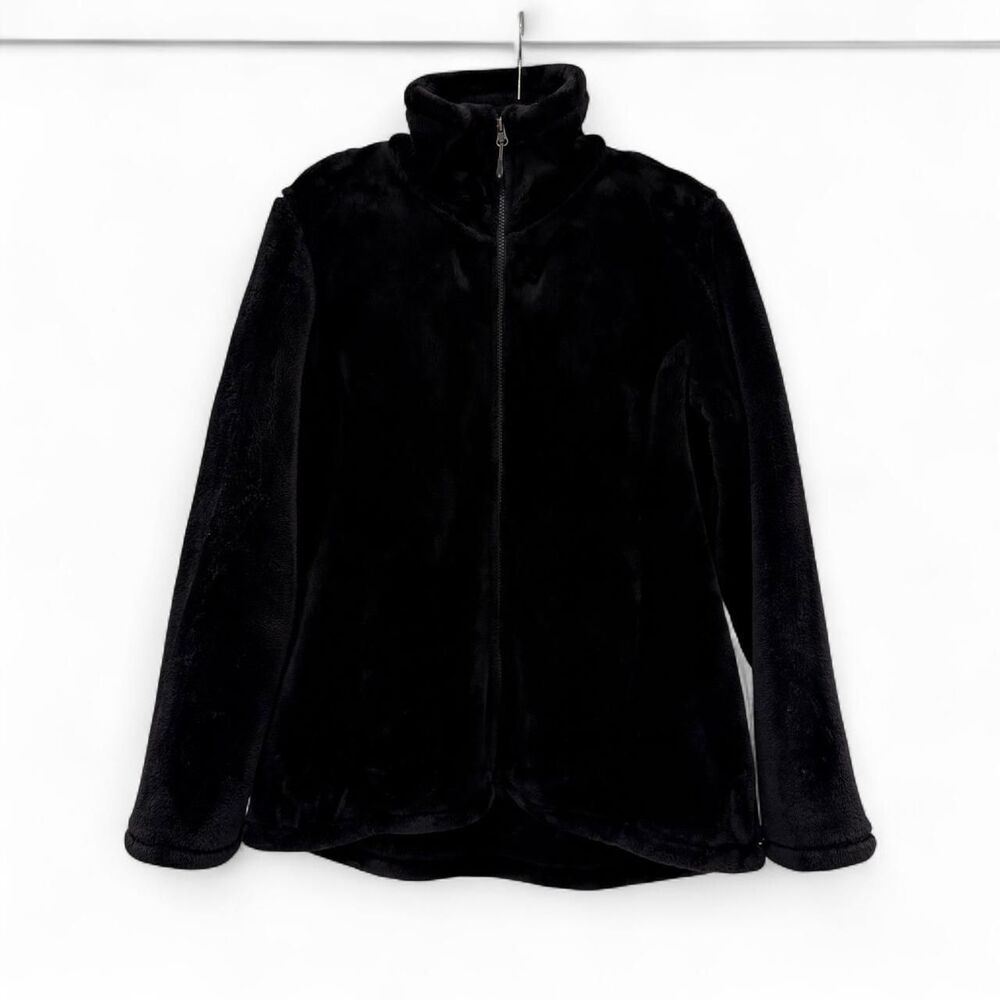 32 degrees heat black plush faux fur zip up jacket